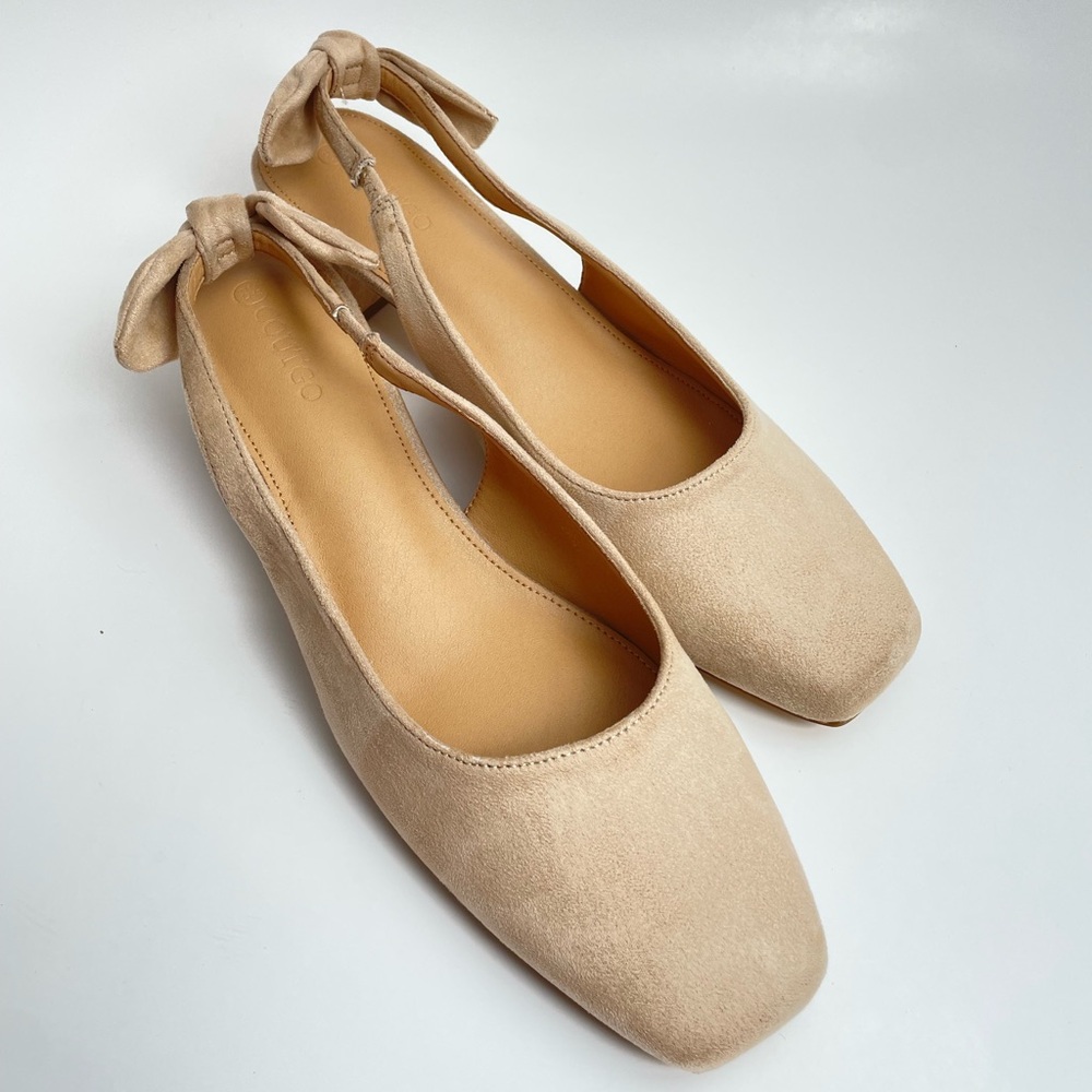 Women’s Chunky Low Heel Bow Slingback Pumps - Color Apricot – Size 8.5 - Picture 5 of 7